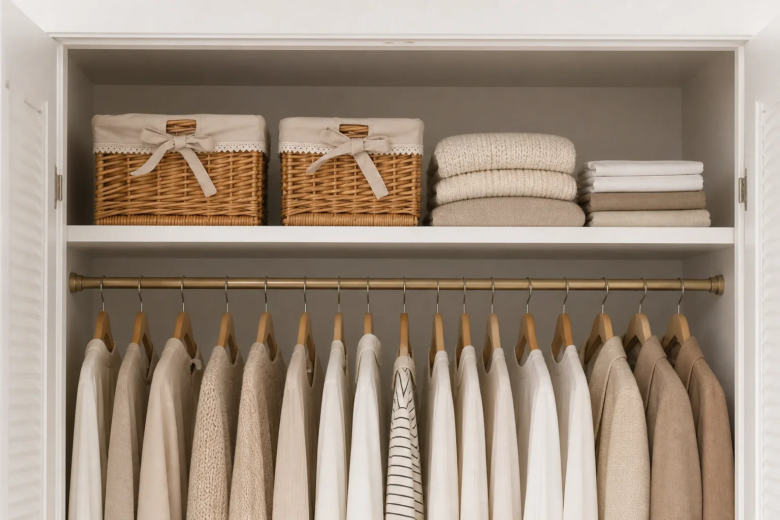 Organized laundry storage representing reclaimed free time