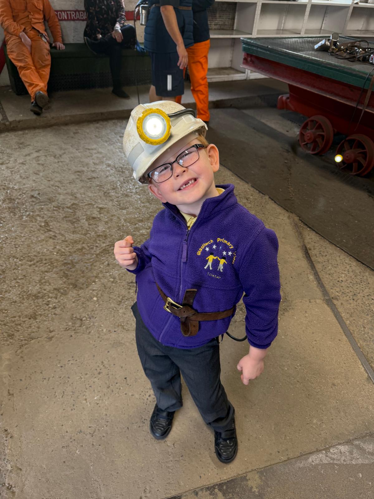 Tristan in Miner Helmet